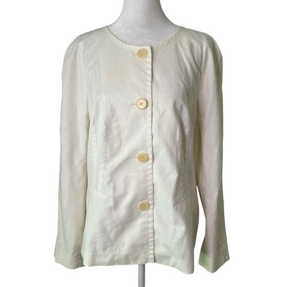 Lafayette 148 white button front long sleeve jacket size 12 - Picture 1 of 11